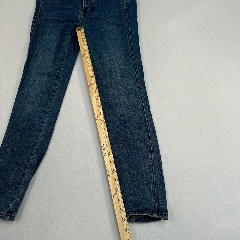 Free People Button Fly Skinny Jeans Womens Size 25 Medium Blue Mid Rise